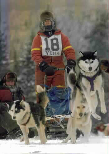 Janet on Sled testing her equipment